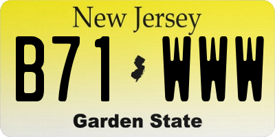 NJ license plate B71WWW
