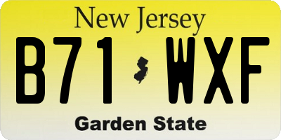 NJ license plate B71WXF