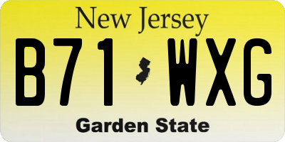 NJ license plate B71WXG