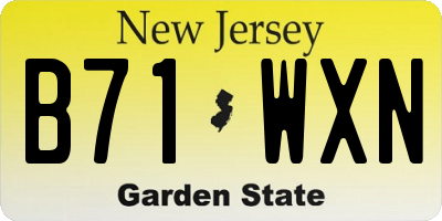 NJ license plate B71WXN
