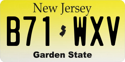 NJ license plate B71WXV