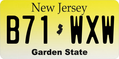 NJ license plate B71WXW