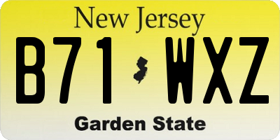 NJ license plate B71WXZ