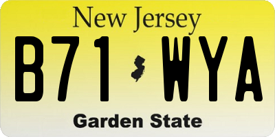 NJ license plate B71WYA