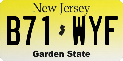NJ license plate B71WYF