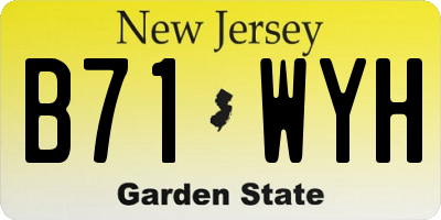 NJ license plate B71WYH