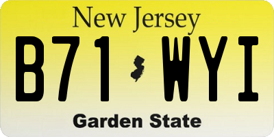 NJ license plate B71WYI