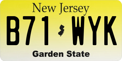NJ license plate B71WYK
