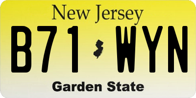 NJ license plate B71WYN