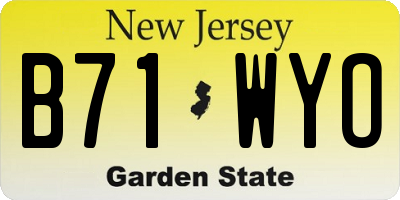 NJ license plate B71WYO