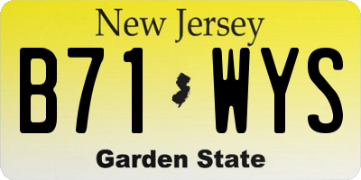 NJ license plate B71WYS