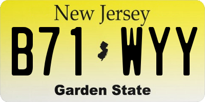 NJ license plate B71WYY