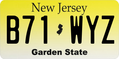NJ license plate B71WYZ