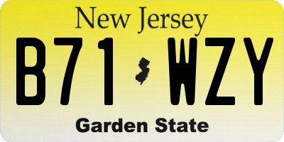 NJ license plate B71WZY