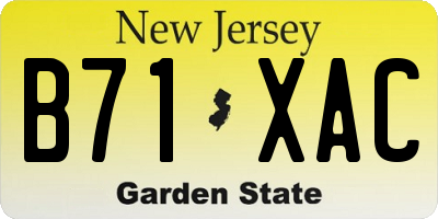 NJ license plate B71XAC