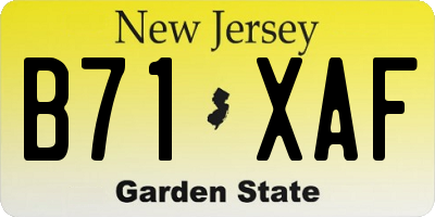 NJ license plate B71XAF