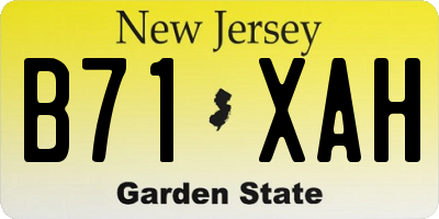NJ license plate B71XAH