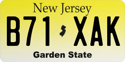 NJ license plate B71XAK