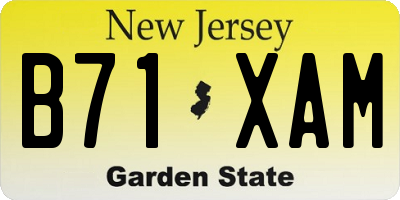 NJ license plate B71XAM