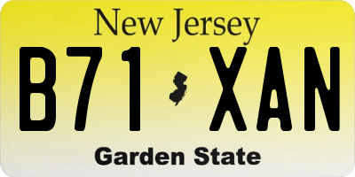 NJ license plate B71XAN