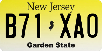 NJ license plate B71XAO