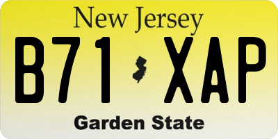NJ license plate B71XAP
