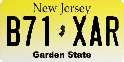 NJ license plate B71XAR