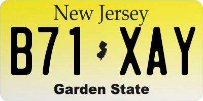 NJ license plate B71XAY