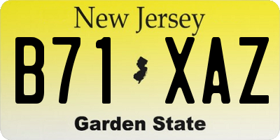 NJ license plate B71XAZ