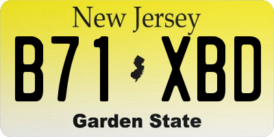 NJ license plate B71XBD