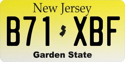 NJ license plate B71XBF
