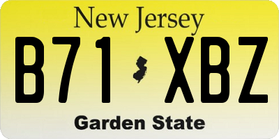 NJ license plate B71XBZ