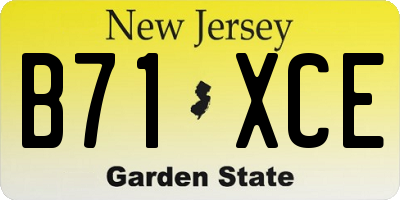 NJ license plate B71XCE