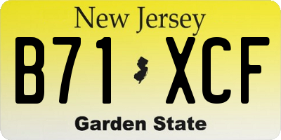 NJ license plate B71XCF