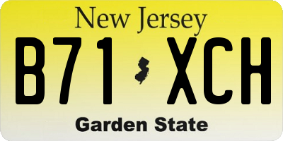 NJ license plate B71XCH