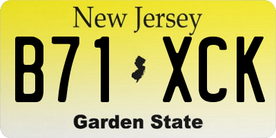 NJ license plate B71XCK