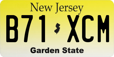 NJ license plate B71XCM