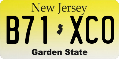 NJ license plate B71XCO