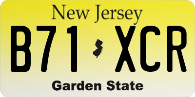 NJ license plate B71XCR