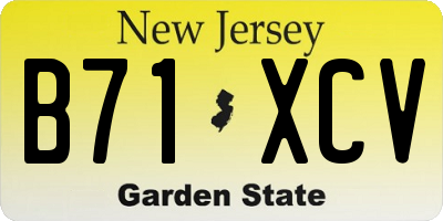 NJ license plate B71XCV