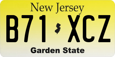 NJ license plate B71XCZ