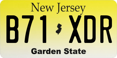 NJ license plate B71XDR