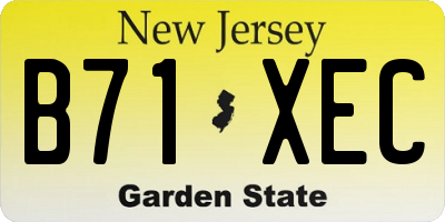 NJ license plate B71XEC