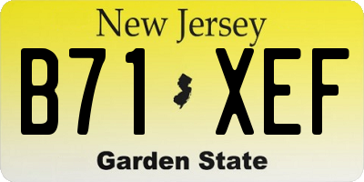NJ license plate B71XEF