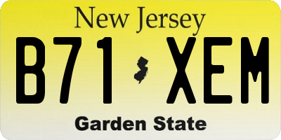 NJ license plate B71XEM
