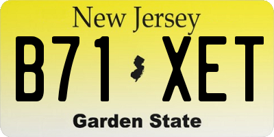 NJ license plate B71XET