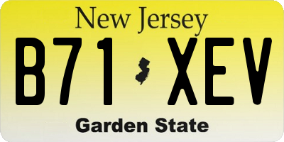 NJ license plate B71XEV