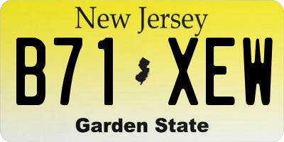 NJ license plate B71XEW