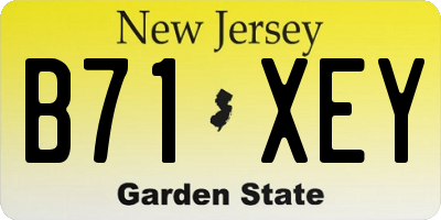 NJ license plate B71XEY