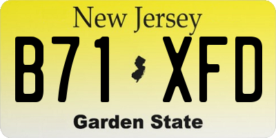 NJ license plate B71XFD
